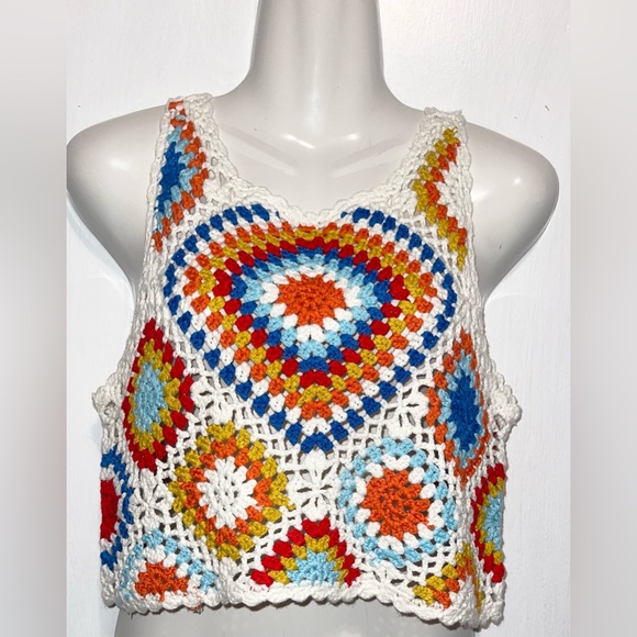 Altar'd State Tops - Altar'd State Multicolor Crochet Crop Top